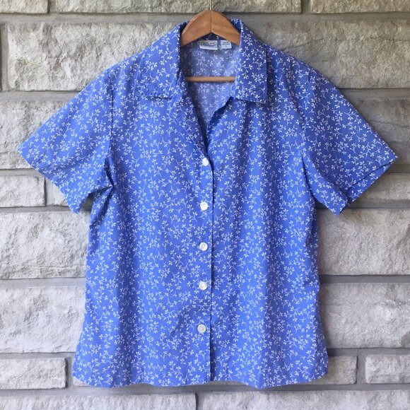 Vintage Blue Country Calico Short Sleeve Button Down - Picture 2 of 5